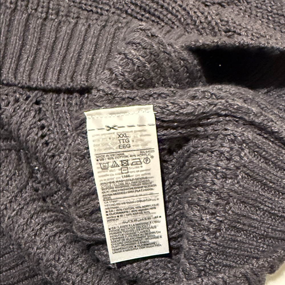NWT Summer Essential Charcoal Knit Old School Style Button Down Cardigan XXL - Picture 12 of 12